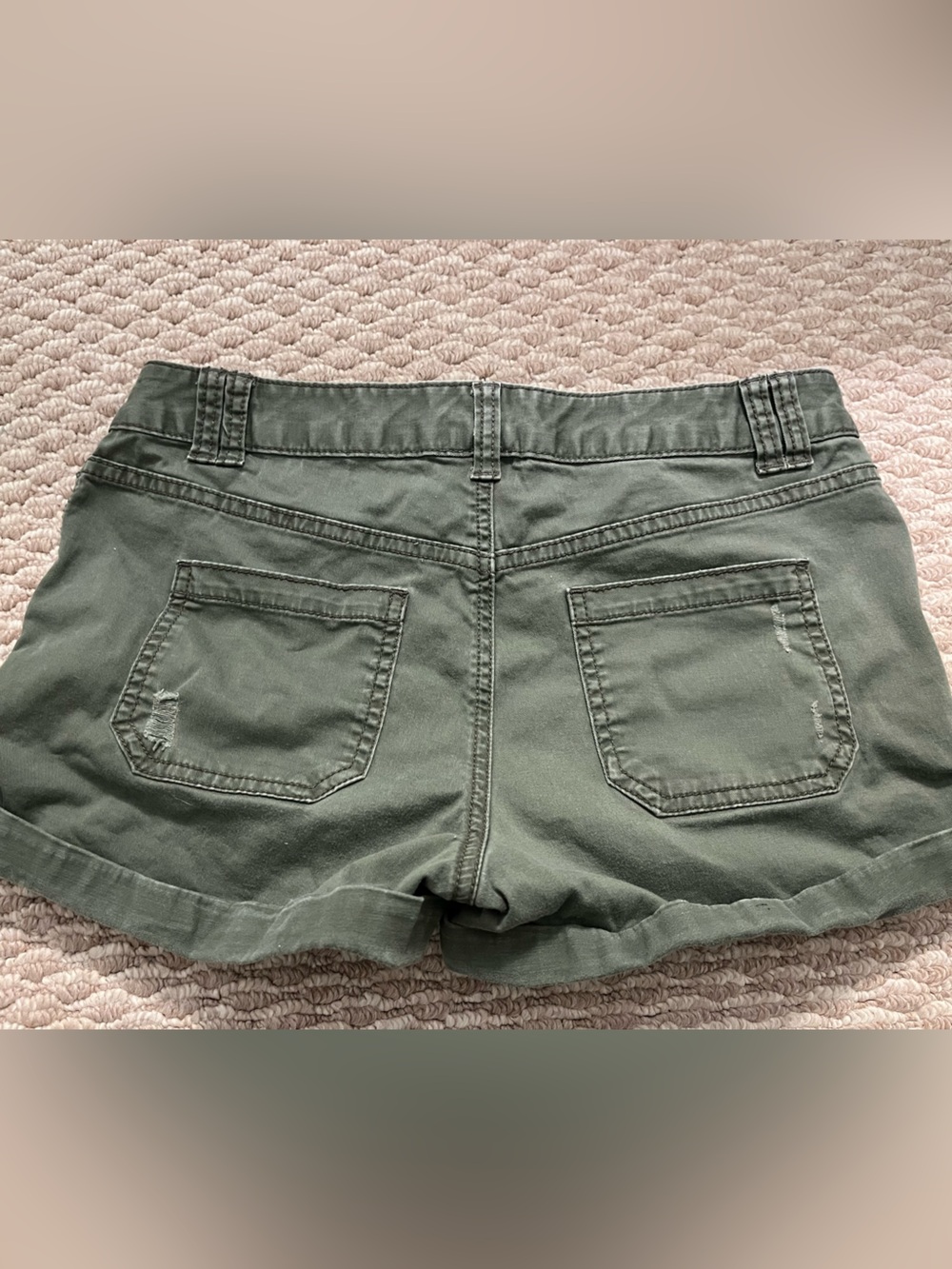 Mossimo Supply Co. Olive Green Mid-Rise Jean Cutoff Shorts - Picture 4 of 5